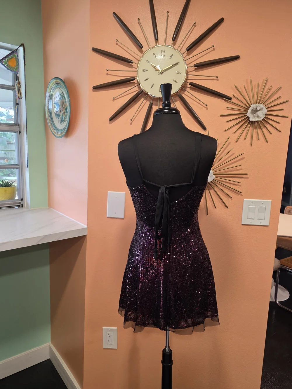 Free People Gold Rush S Plum Sequin Mini Dress Festival Y2K Fairycore Sparkle